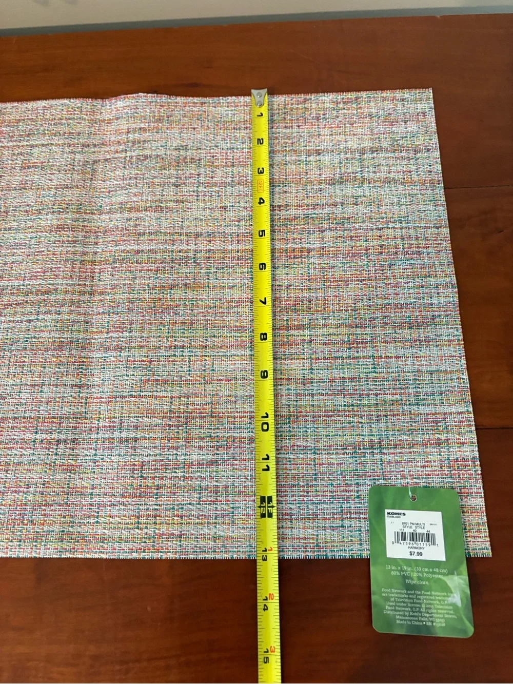Food Network Woven Vinyl Placemat Set of 4 NWT Multicolor 13x19